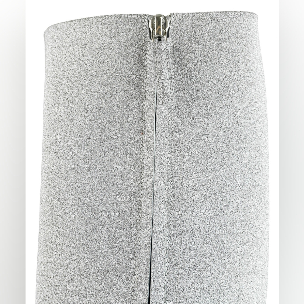 Nib Amina Muaddi Silver Knee-High Women's Boots - Picture 5 of 12